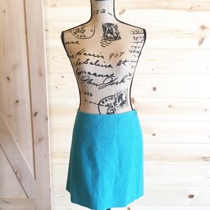 J Crew Wool Poly Blend Skirt Teal Green Size 6